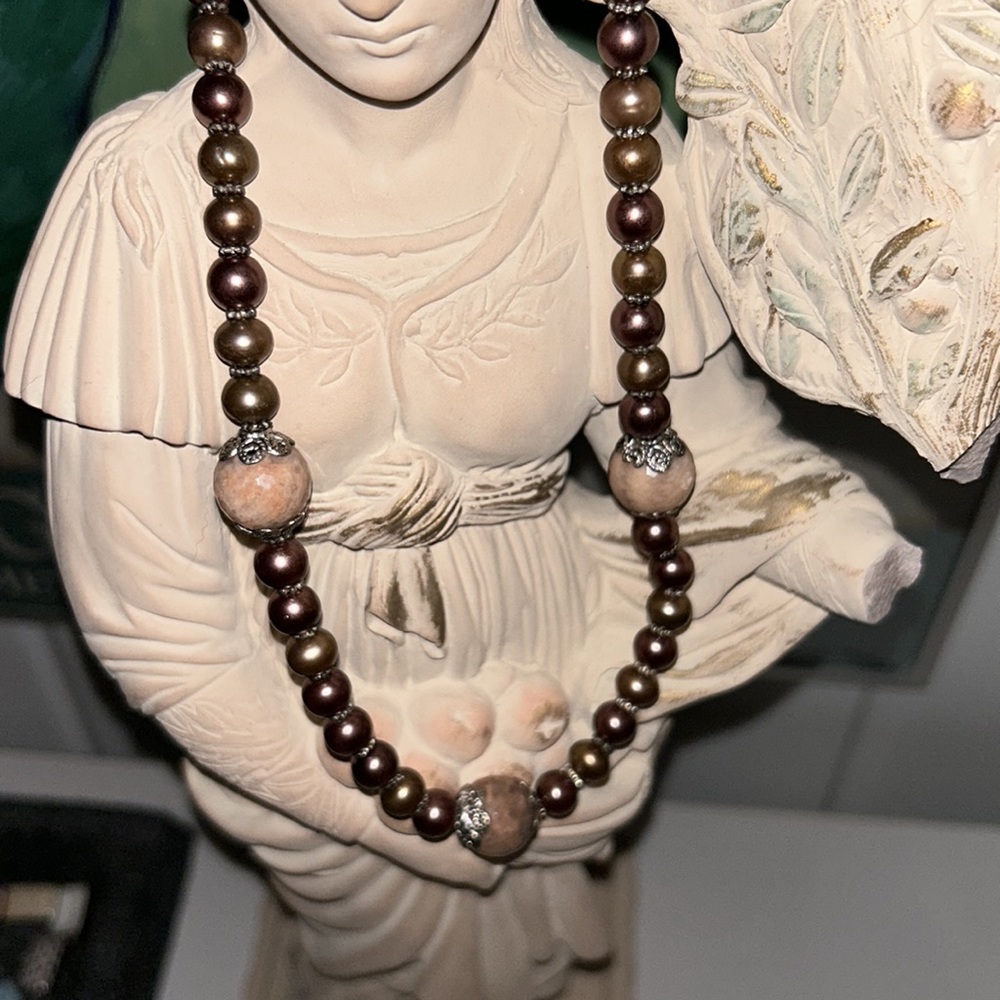Oregon Sunstone and Pearl Necklace